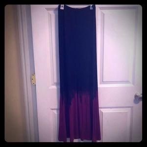 Blue Life Ombre Black Maroon Maxi Skirt XS